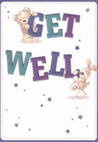 With radiant playfulness, this get well card becomes a symbol of reassurance for Wealdstone friends and families. Two adorable characters, a cuddly teddy bear and a floppy-eared pup, beam with joyful energy as they support and balance the prominent 'Get Well' letters-painted in vivid indigo and teal against a gentle ivory background. Scattered stars in shades of blue and violet twinkle like tiny wishes, much like the shared hopes during brisk walks through Byron Recreation Ground or chats in the local café. The intricate, illustrated fur invites a sense of touch-soft and inviting as the petals of a comfort bouquet from Florist Wealdstone. Every detail is intentional: the colours lively yet calming, the scene warm yet lighthearted. This card serves not just as a message but as a gentle bridge of kindness, perfectly suited to lift the hearts of anyone recovering, leaving a lasting sense of comfort and hope.